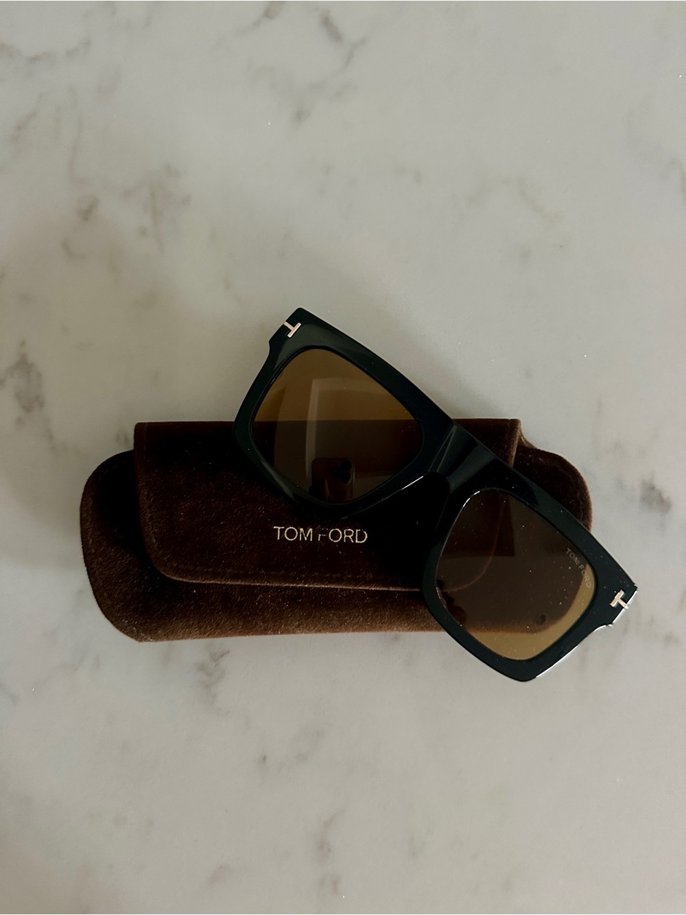 Tom Ford Black Frame Clip On Sunglasses with Brown Lenses